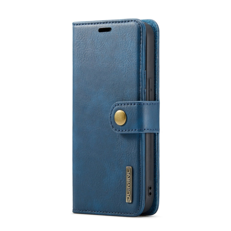 For iPhone 14 DG.MING Crazy Horse Texture Detachable Magnetic Leather Case(Blue) - iPhone 14 Cases by DG.MING | Online Shopping UK | buy2fix