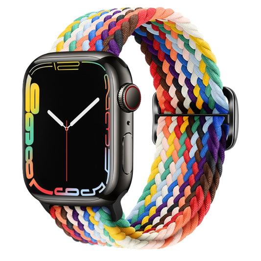 Buckle Nylon Braided Watch Band for Apple Watch Ultra 49mm&Watch Ultra 2 49mm / Series 9&8&7 45mm / SE 3&SE 2&6&SE&5&4 44mm / 3&2&1 42mm(Rainbow) - Watch Bands by buy2fix | Online Shopping UK | buy2fix