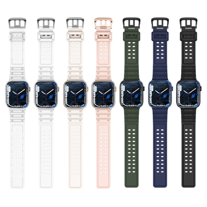 Waterproof Double Buckle Silicone Watch Band for Apple Watch Ultra 49mm&Watch Ultra 2 49mm / Series 9&8&7 45mm / SE 3&SE 2&6&SE&5&4 44mm / 3&2&1 42mm(White) - Watch Bands by buy2fix | Online Shopping UK | buy2fix