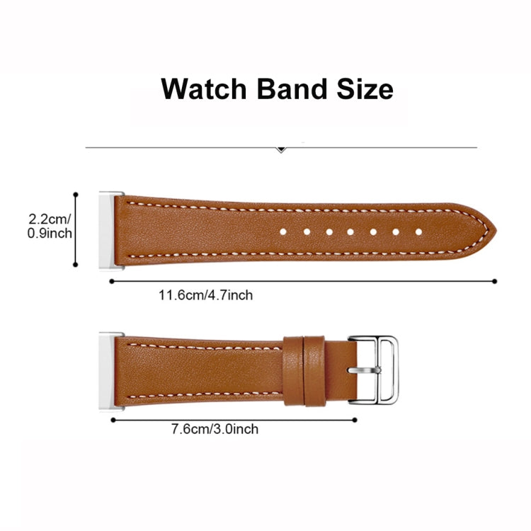 For Fitbit Versa 4 / Sense 2 Universal Genuine Leather Watch Band(Pink) - Watch Bands by buy2fix | Online Shopping UK | buy2fix