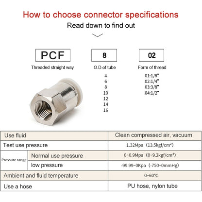 PCF6-04 LAIZE Female Thread Straight Pneumatic Quick Fitting Connector - Interface Series by LAIZE | Online Shopping UK | buy2fix