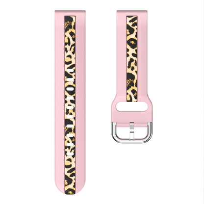 For Samsung Galaxy Watch 5 Pro 45mm Vertical Grain Printing Silicone Watch Band(Pink Leopard Print) - Watch Bands by buy2fix | Online Shopping UK | buy2fix