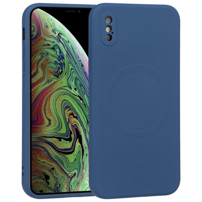 For iPhone XS Max Liquid Silicone Full Coverage Shockproof Magsafe Phone Case(Dark Blue) - More iPhone Cases by buy2fix | Online Shopping UK | buy2fix