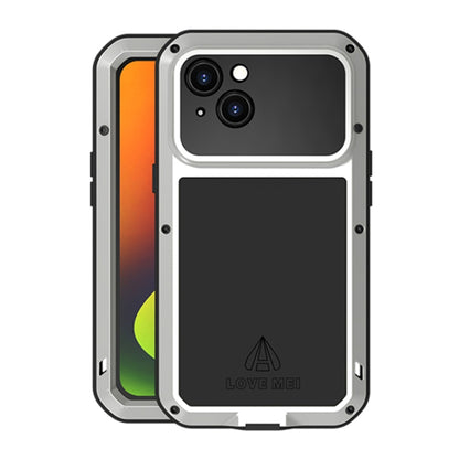 For iPhone 14 LOVE MEI Metal Shockproof Life Waterproof Dustproof Phone Case(Silver) - iPhone 14 Cases by LOVE MEI | Online Shopping UK | buy2fix