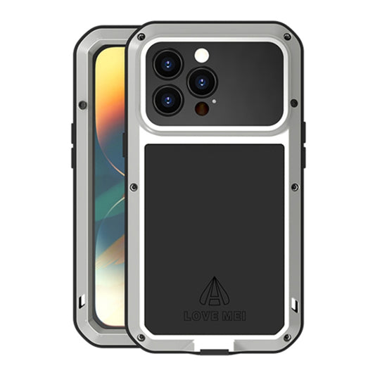 For iPhone 14 Pro LOVE MEI Metal Shockproof Life Waterproof Dustproof Phone Case(Silver) - iPhone 14 Pro Cases by LOVE MEI | Online Shopping UK | buy2fix