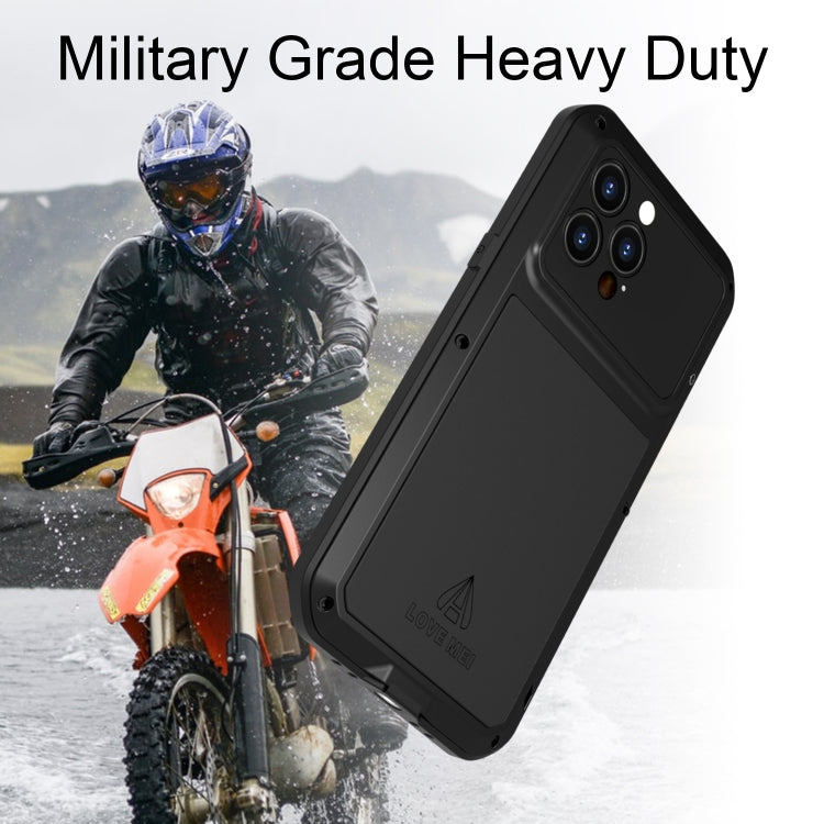 For iPhone 14 Pro LOVE MEI Metal Shockproof Life Waterproof Dustproof Phone Case(Army Green) - iPhone 14 Pro Cases by LOVE MEI | Online Shopping UK | buy2fix