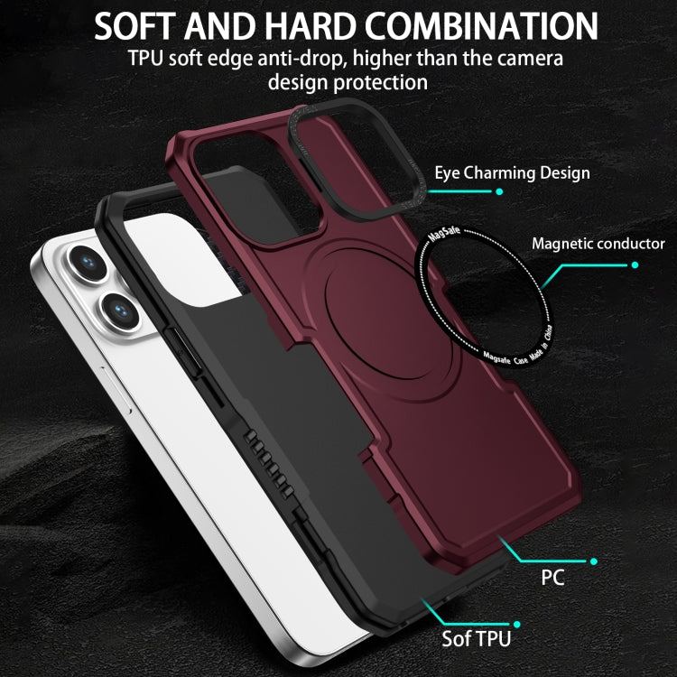 For iPhone 14 MagSafe Shockproof Armor Phone Case(Wine Red) - iPhone 14 Cases by buy2fix | Online Shopping UK | buy2fix