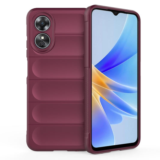 For OPPO A17 4G Global Magic Shield TPU + Flannel Phone Case(Wine Red) - OPPO Cases by buy2fix | Online Shopping UK | buy2fix