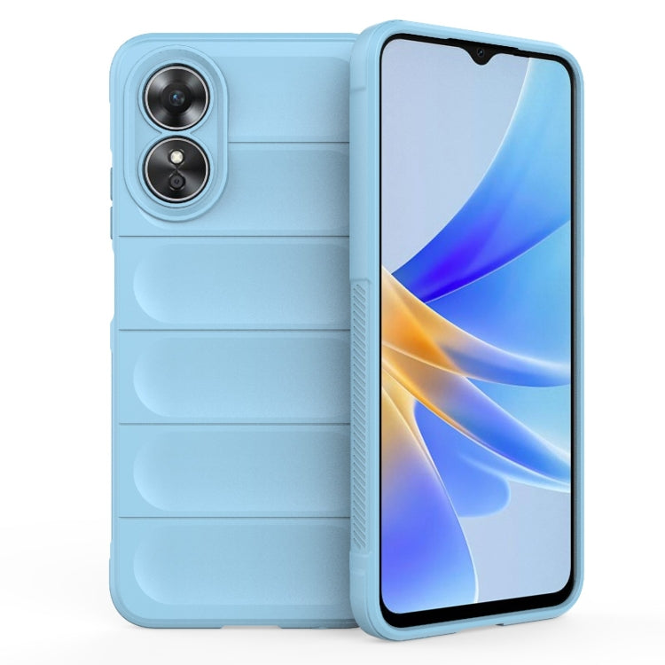 For OPPO A17 4G Global Magic Shield TPU + Flannel Phone Case(Light Blue) - OPPO Cases by buy2fix | Online Shopping UK | buy2fix