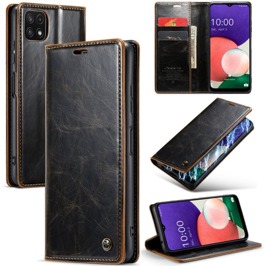 For Samsung Galaxy A22 5G / F42 5G CaseMe 003 Crazy Horse Texture Leather Phone Case(Coffee) - Galaxy Phone Cases by CaseMe | Online Shopping UK | buy2fix