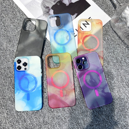 For iPhone 14 Pro MagSafe Magnetic Watercolor TPU Phone Case(Black) - iPhone 14 Pro Cases by buy2fix | Online Shopping UK | buy2fix