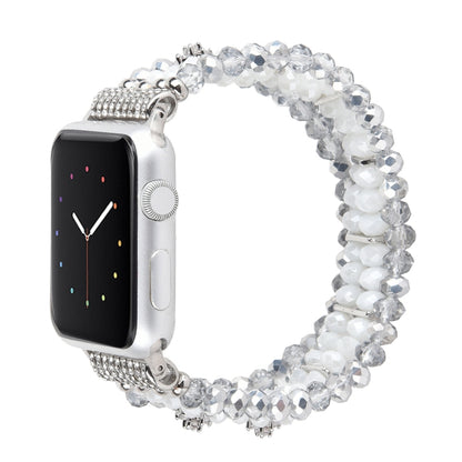 For Apple Watch 5 & 4 40mm / 3 & 2 & 1 38mm Pearl Crystal Watch Band(Crystal Porcelain White) - Watch Bands by buy2fix | Online Shopping UK | buy2fix