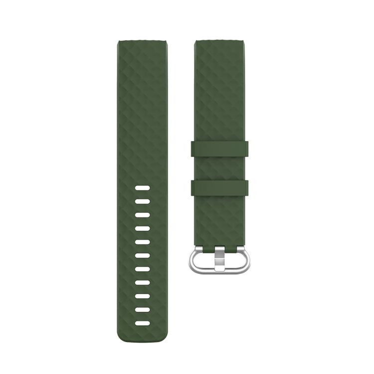 18mm Silver Color Buckle TPU Wrist Strap Watch Band for Fitbit Charge 4 / Charge 3 / Charge 3 SE, Size: S(Olive Green) - Watch Bands by buy2fix | Online Shopping UK | buy2fix