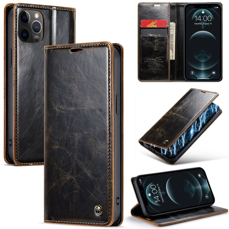 For iPhone 12 Pro CaseMe 003 Crazy Horse Texture Leather Phone Case(Coffee) - iPhone 12 / 12 Pro Cases by CaseMe | Online Shopping UK | buy2fix