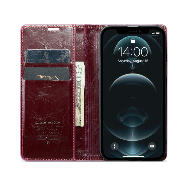 For iPhone 12 Pro Max CaseMe 003 Crazy Horse Texture Leather Phone Case(Red) - iPhone 12 Pro Max Cases by CaseMe | Online Shopping UK | buy2fix