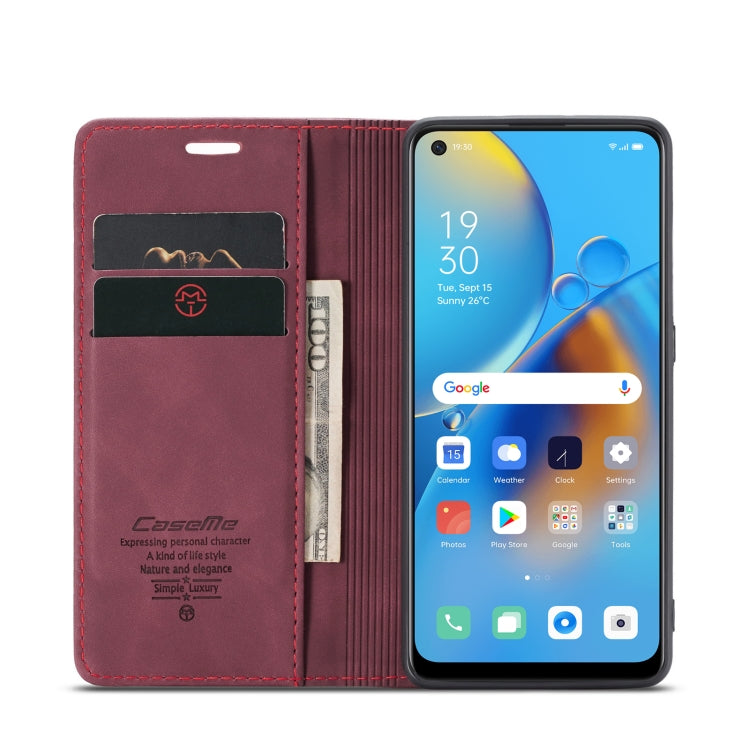 CaseMe 013 Multifunctional Horizontal Flip Leather Phone Case For OPPO F19/F19S/A74 4G/A95 4G/Reno6 Lite 4G Global(Wine Red) - OPPO Cases by CaseMe | Online Shopping UK | buy2fix