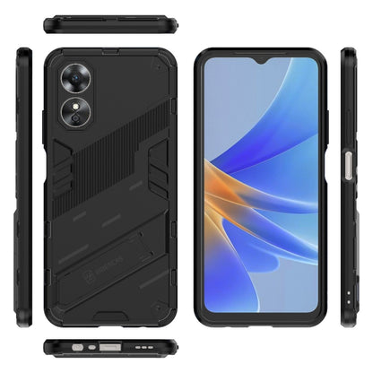 For OPPO A17 4G Global Punk Armor 2 in 1 PC + TPU Shockproof Phone Case with Holder(Black) - OPPO Cases by buy2fix | Online Shopping UK | buy2fix