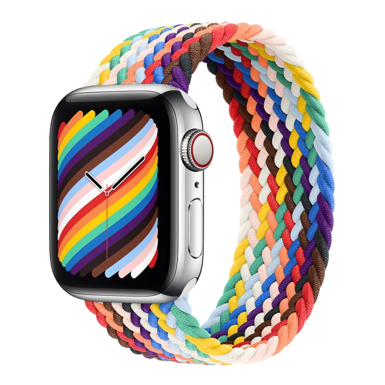 Nylon Single-turn Braided Watch Band For Apple Watch Ultra 49mm&Watch Ultra 2 49mm / Series 9&8&7 45mm / SE 3&SE 2&6&SE&5&4 44mm / 3&2&1 42mm, Length:145mm (Rainbow) - Watch Bands by buy2fix | Online Shopping UK | buy2fix