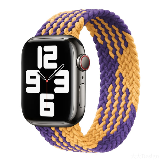 Nylon Single-turn Braided Watch Band For Apple Watch Ultra 49mm / Series 8&7 45mm / SE 2&6&SE&5&4 44mm / 3&2&1 42mm, Length:155mm (Purple+Orange) - Watch Bands by buy2fix | Online Shopping UK | buy2fix