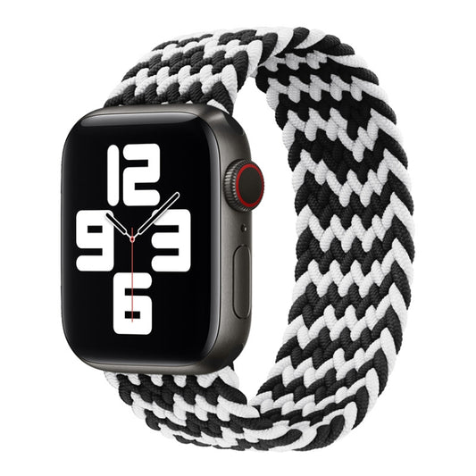 Nylon Single-turn Braided Watch Band For Apple Watch Ultra 49mm&Watch Ultra 2 49mm / Series 9&8&7 45mm / SE 3&SE 2&6&SE&5&4 44mm / 3&2&1 42mm, Length:165mm(W Black White) - Watch Bands by buy2fix | Online Shopping UK | buy2fix