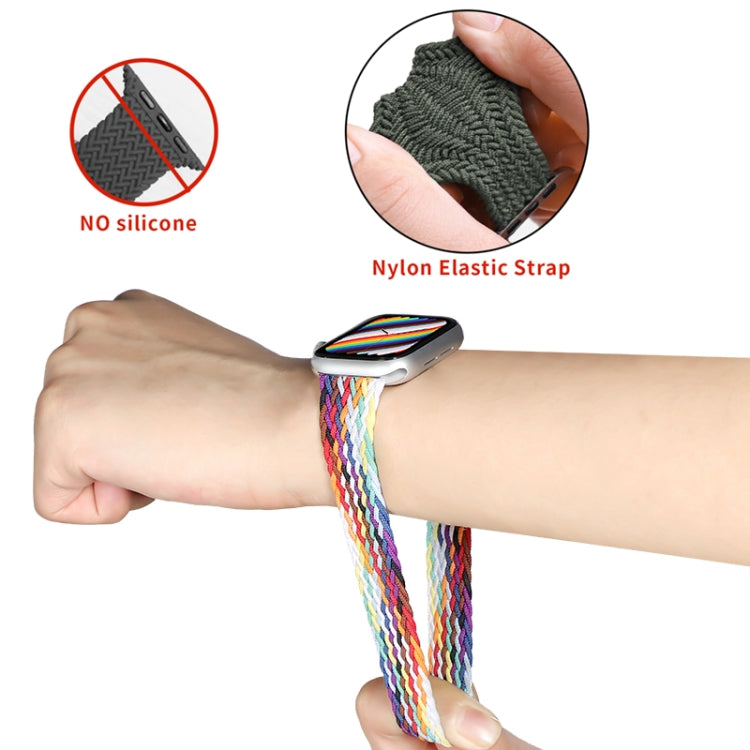 Nylon Single-turn Braided Watch Band For Apple Watch Ultra 49mm / Series 8&7 45mm / SE 2&6&SE&5&4 44mm / 3&2&1 42mm, Length:165mm (Rainbow) - Watch Bands by buy2fix | Online Shopping UK | buy2fix