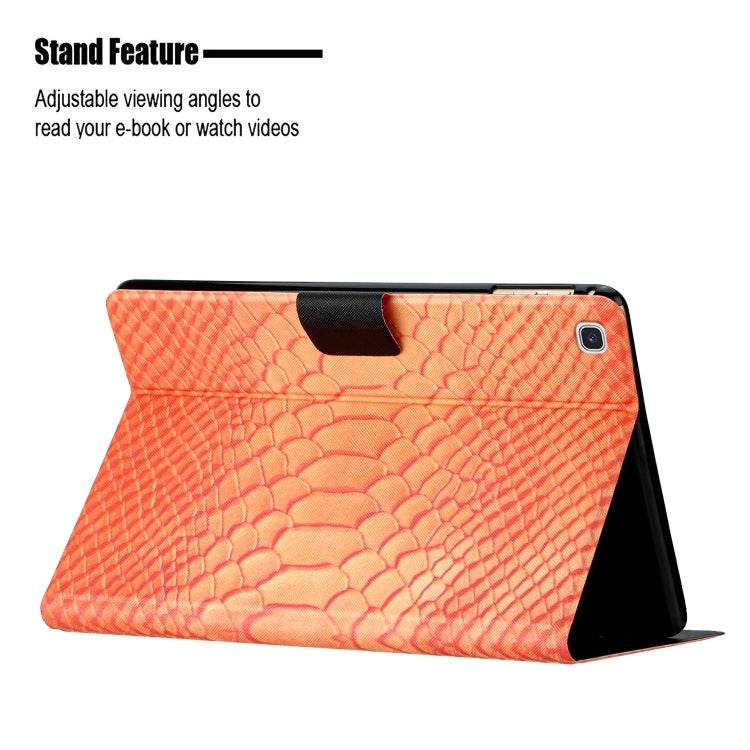 For Samsung Galaxy Tab S6 Lite Solid Color Crocodile Texture Leather Smart Tablet Case(Orange) - Tab S6 Lite P610 / P615 by buy2fix | Online Shopping UK | buy2fix