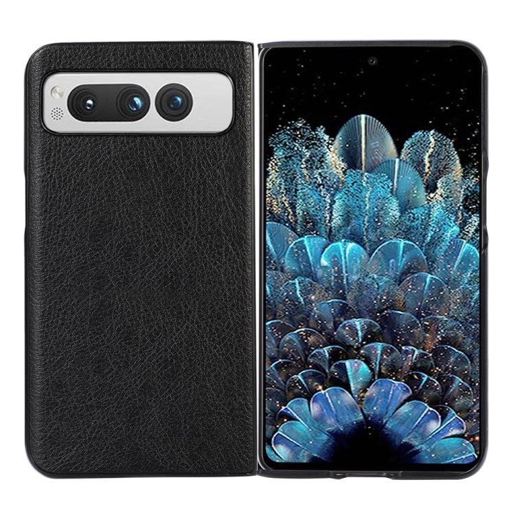 For Google Pixel Fold Two-color Litchi Texture PU Phone Case(Black) - Google Cases by buy2fix | Online Shopping UK | buy2fix