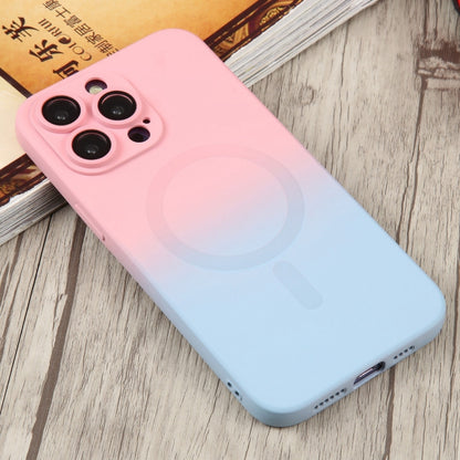 For iPhone 14 Liquid TPU Silicone Gradient MagSafe Phone Case(Pink Blue) - iPhone 14 Cases by buy2fix | Online Shopping UK | buy2fix