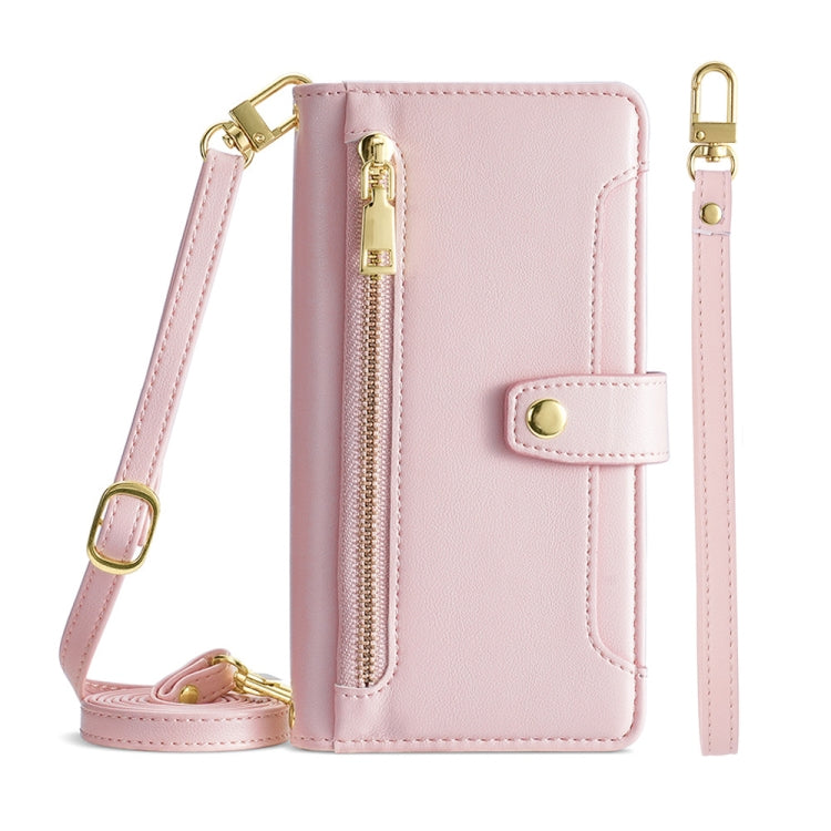 For Ulefone Note 12P Sheep Texture Cross-body Zipper Wallet Leather Phone Case(Pink) - Ulefone Cases by buy2fix | Online Shopping UK | buy2fix