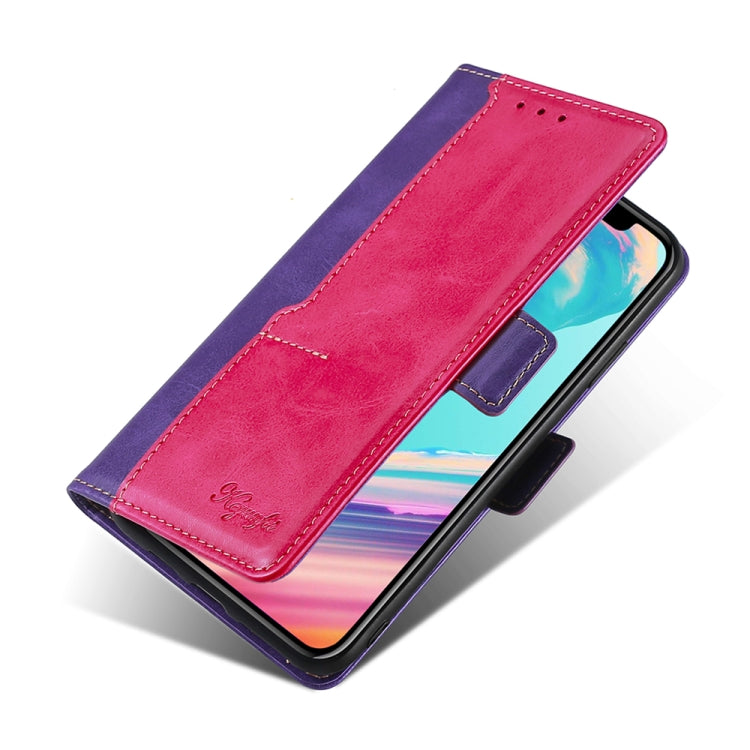 For OnePlus 11 Contrast Color Side Buckle Leather Phone Case(Purple + Rose Red) - OnePlus Cases by buy2fix | Online Shopping UK | buy2fix