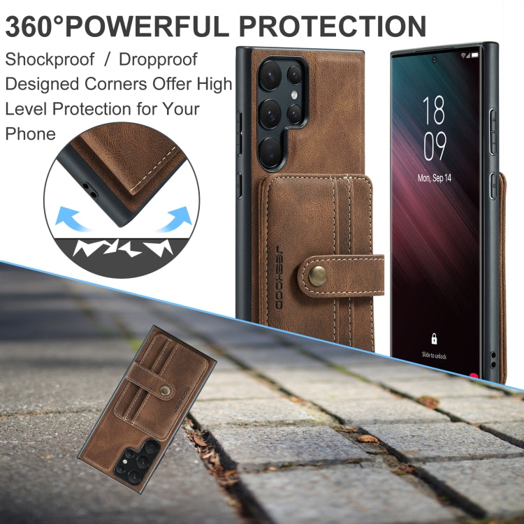 For Samsung Galaxy S23 Ultra 5G JEEHOOD RFID Blocking Anti-Theft Magnetic Phone Case(Brown) - Galaxy Phone Cases by JEEHOOD | Online Shopping UK | buy2fix