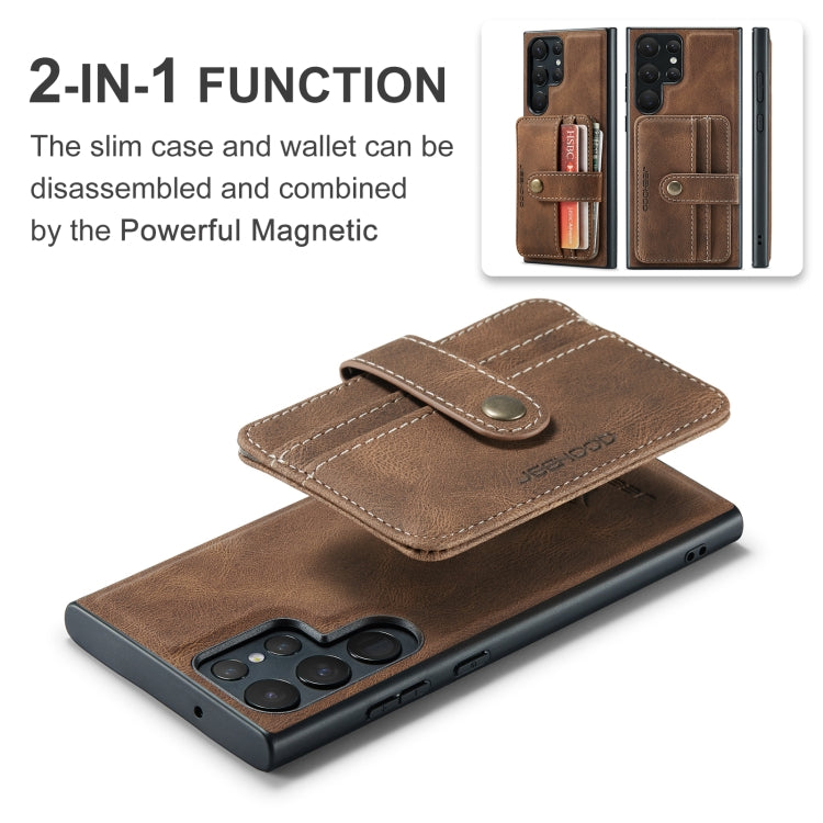 For Samsung Galaxy S24 Ultra 5G JEEHOOD RFID Blocking Anti-Theft Magnetic Phone Case(Brown) - Galaxy S24 Ultra 5G Cases by JEEHOOD | Online Shopping UK | buy2fix