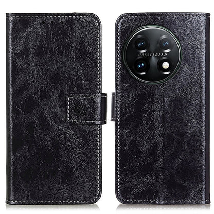 For OnePlus 11 5G Retro Crazy Horse Texture Leather Phone Case(Black) - OnePlus Cases by buy2fix | Online Shopping UK | buy2fix