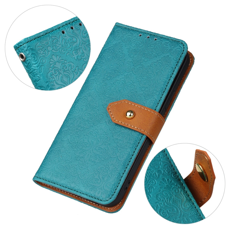 For OnePlus 11 5G European Floral Embossed Flip Leather Phone Case(Blue) - OnePlus Cases by buy2fix | Online Shopping UK | buy2fix