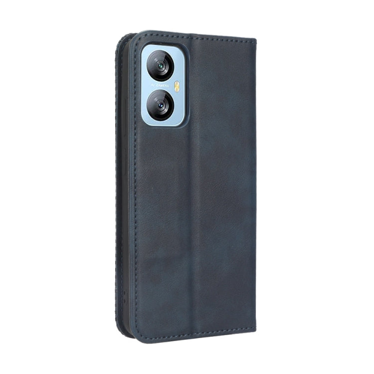 For Blackview A52 Magnetic Buckle Retro Texture Leather Phone Case(Blue) - More Brand by buy2fix | Online Shopping UK | buy2fix