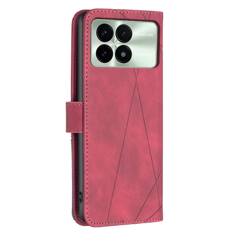 For Xiaomi Redmi K70 / K70 Pro Magnetic Buckle Rhombus Texture Leather Phone Case(Red) - K70 Pro Cases by buy2fix | Online Shopping UK | buy2fix