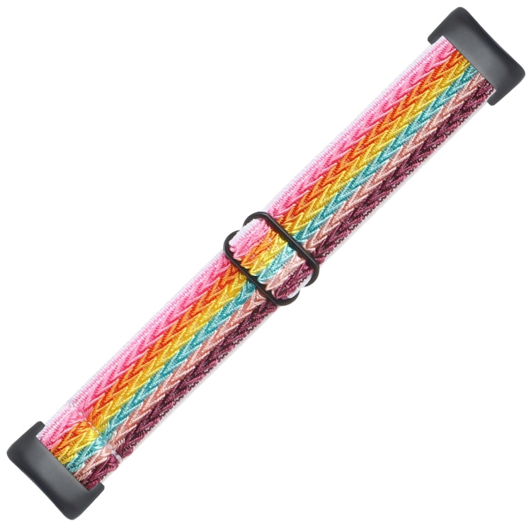 For Fitbit Charge 5 Buckle Wave Braided Nylon Watch Band(Rainbow) - Watch Bands by buy2fix | Online Shopping UK | buy2fix