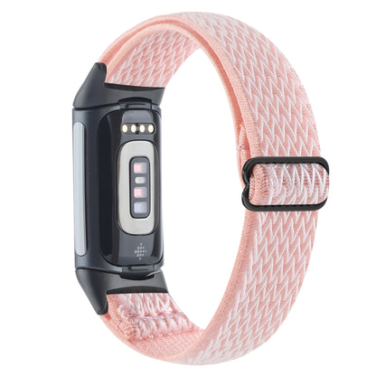 For Fitbit Charge 5 Buckle Wave Braided Nylon Watch Band(Pink) - Watch Bands by buy2fix | Online Shopping UK | buy2fix