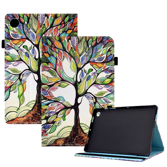 For Samsung Galaxy Tab A8 10.5 X200 / X205 Colored Drawing Stitching Elastic Band Leather Smart Tablet Case(Life Tree) - Tab A 8.4 (2020) by buy2fix | Online Shopping UK | buy2fix