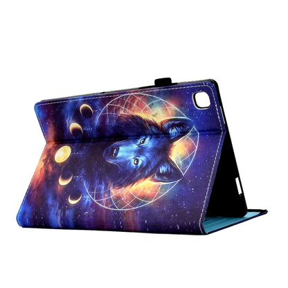 For Samsung Galaxy Tab S6 Lite P610 Colored Drawing Stitching Elastic Band Leather Smart Tablet Case(Space Wolf) - Tab S6 Lite P610 / P615 by buy2fix | Online Shopping UK | buy2fix