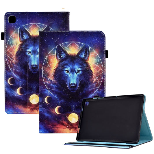 For Samsung Galaxy Tab A7 T500 Colored Drawing Stitching Elastic Band Leather Smart Tablet Case(Space Wolf) - Other Galaxy Tab PC by buy2fix | Online Shopping UK | buy2fix