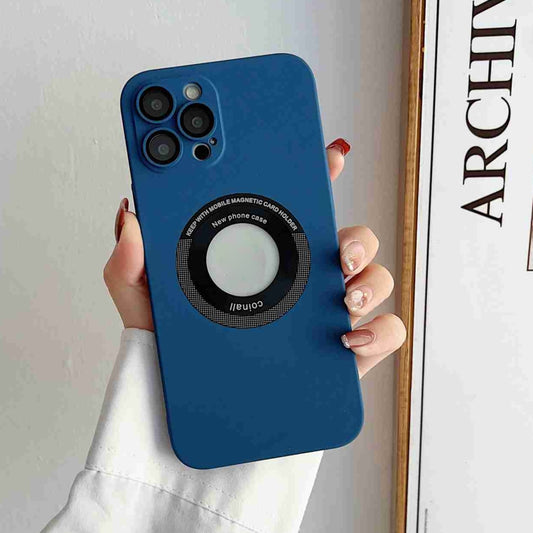 For iPhone 13 Skin Feel CD Texture MagSafe Magnetic Phone Case(Royal Blue) - iPhone 13 Cases by buy2fix | Online Shopping UK | buy2fix