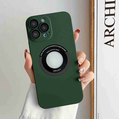 For iPhone 12 Pro Skin Feel CD Texture MagSafe Magnetic Phone Case(Dark Green) - iPhone 12 / 12 Pro Cases by buy2fix | Online Shopping UK | buy2fix