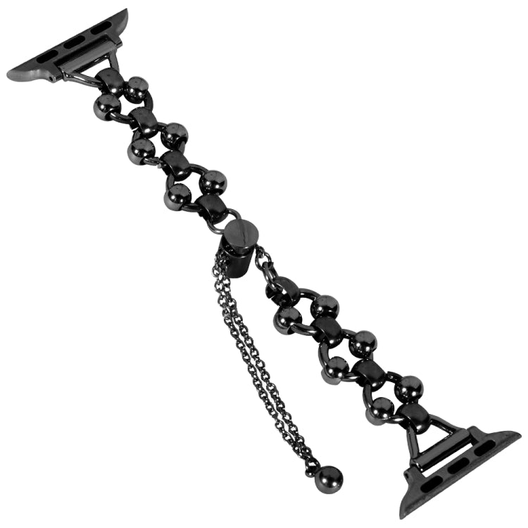 Steel Ball Chain Watch Band For Apple Watch Series 9&8&7 41mm / SE 3&SE 2&6&SE&5&4 40mm / 3&2&1 38mm (Black) - Watch Bands by buy2fix | Online Shopping UK | buy2fix