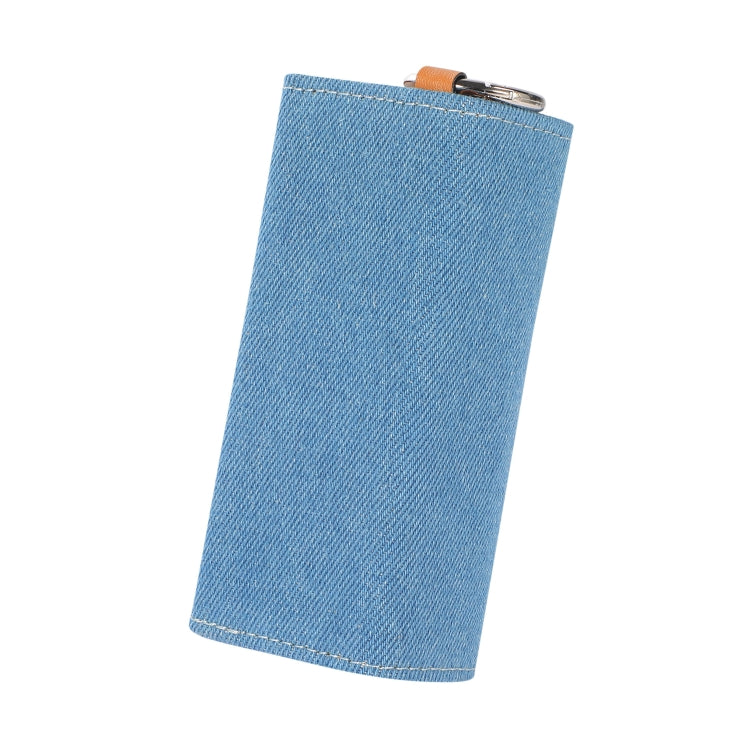 For IQOS ILUMA Pentagram Rivet Leather Texture Flip Electronic Cigarette Storage Bag with Hook(Denim Blue + Silver Pentagram) - E Cigarette Accessories by buy2fix | Online Shopping UK | buy2fix