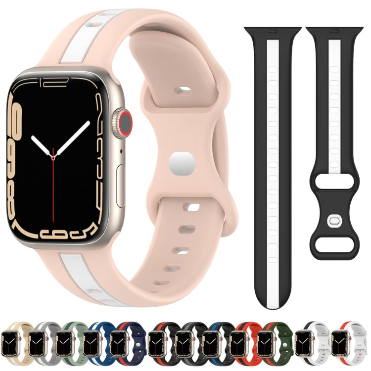 Nail Buckle Two-color Watch Band For Apple Watch Ultra 49mm&Watch Ultra 2 49mm / Series 9&8&7 45mm / SE 3&SE 2&6&SE&5&4 44mm / 3&2&1 42mm(White Black) - Watch Bands by buy2fix | Online Shopping UK | buy2fix