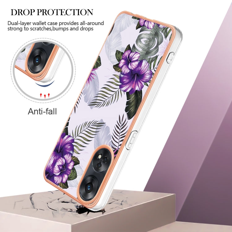 For OPPO Reno8 T 4G Electroplating IMD TPU Phone Case(Purple Flower) - OPPO Cases by buy2fix | Online Shopping UK | buy2fix