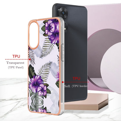 For OPPO Reno8 T 4G Electroplating IMD TPU Phone Case(Purple Flower) - OPPO Cases by buy2fix | Online Shopping UK | buy2fix