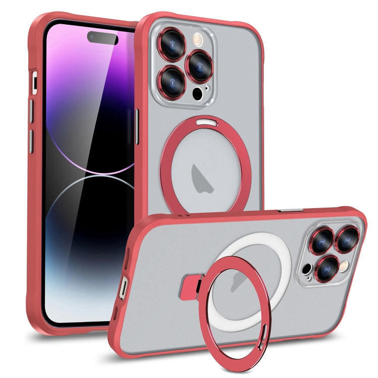 For iPhone 12 Pro Metal Eyes Series MagSafe Magnetic Holder Phone Case(Red) - iPhone 12 / 12 Pro Cases by buy2fix | Online Shopping UK | buy2fix