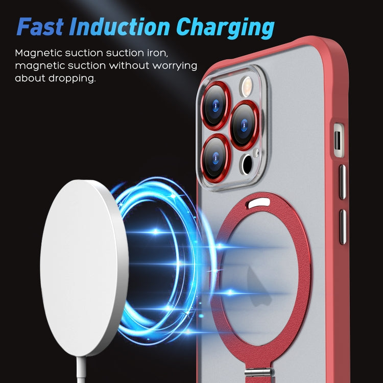 For iPhone 12 Pro Metal Eyes Series MagSafe Magnetic Holder Phone Case(Red) - iPhone 12 / 12 Pro Cases by buy2fix | Online Shopping UK | buy2fix